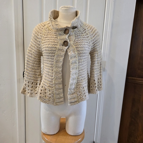 Free People Sweaters - Free People Cream Yellow & Gold Knit Cardigan